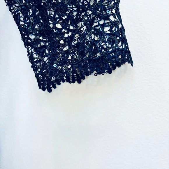 Kay Unger Sequin Lace Sheath Dress Long Sleeve Cocktail  Evening Navy Blue 6 - Picture 8 of 14